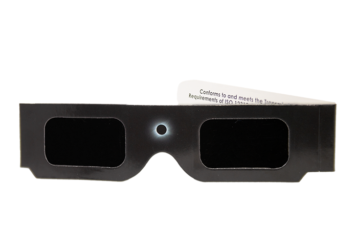 ISO 12312-2 paper solar eclipse glasses, front view
